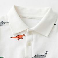 Polo personnalisé en gros pour enfants, imprimé dinosaure, 100 % coton, haut d'été pour tout-petits garçons, qualité boutique, vêtements pour enfants, faible MOQ