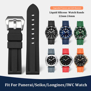 Correas de Reloj de Silicona Líquida de 22mm 24mm para <span class=keywords><strong>Hombre</strong></span> y Mujer, Correa de Reloj para Panerai/Seiko/<span class=keywords><strong>Longines</strong></span>/IWC - Product Image 2
