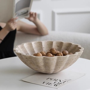 Piatto di frutta Beige minimalista in pizzo travertino ciotola per noci ciotola Snack per casa, Hotel, caffetteria - Product Image 3