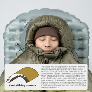Qunature momie Style sac de couchage duvet de canard <span class=keywords><strong>mixte</strong></span> polaire Camping en plein air résistant au froid automne hiver chaud adulte unique sac de couchage - Product Image 6