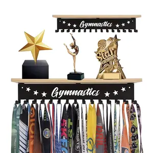 Estante de exhibición de premios de gimnasia, Trofeo y Medalla resistente con 15 ganchos