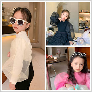 Suéter Lindo de Primavera Otoño para Bebés Niñas, Camiseta de Manga Abullonada con Lentejuelas y Malla, Cuello con Volantes, Tops Sólidos para Niñas de 2 a 7 Años - Product Image 2