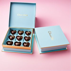 Sô cô la Hộp quà tặng tùy chỉnh sinh thái thân thiện 9 Piece Truffle Bao bì với đóng cửa từ tính và nhựa khay trái tim cho đồ ngọt hiển thị - Product Image 1