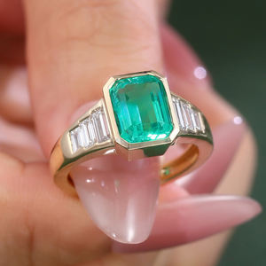 PROVENCE JEWELRY real 18k yellow gold fashion jewelry <b>rings</b> 3carat lab <b>Emerald</b> <b>rings</b> for men engagement custom manufacturer - Product Image 3