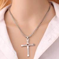 Collier à breloque en métal pour hommes, pendentif croisé en alliage de cristal