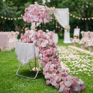 Bolas de Flores Rosas y Filas de Flores, Decoración Floral para Mesas de Boda y Conferencias, Adornos para Arcos de Boda y Fondos - Product Image 1