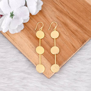Pendientes Colgantes de Latón Antiguo para Mujer, Pendientes Geométricos Minimalistas, Pendientes de Diseño de Latón de Alta Calidad, Pedido al por Mayor - Product Image 1