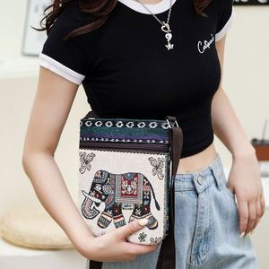 Bolso cruzado de lona de estilo étnico bonito para mujer, bordado bolso de hombro para teléfono móvil, marca - Product Image 3
