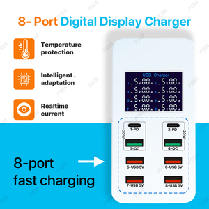 Eonline Scherm Snel Opladen Qc3.0 Adapter Usb Oplader Smart 8 Poort Desktop Oplader Mobiele Telefoon Reisoplader Pd - Product Image 3