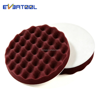 EVERTOOL LC Pad de polissage en mousse pour voiture 190mm, éponge de polissage à fixation auto-agrippante, Pad gaufré bordeaux