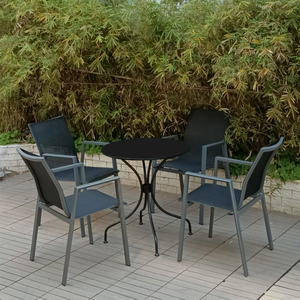 Modern Outdoor <strong>Furniture</strong> Steel Aluminum Tube Frame Armrest Design <strong>Imported</strong> Dining Table Chair Stackable <strong>Garden</strong> Patio <strong>Furniture</strong>