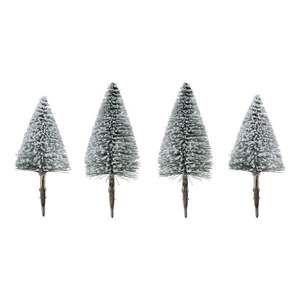ENSEMBLE DE 4 ARBRES EN PLASTIQUE ENFROSTÉS PAR LA NEIGE AVEC CLIPS DIAM. 6,5 H. 15CM - Product Image 1