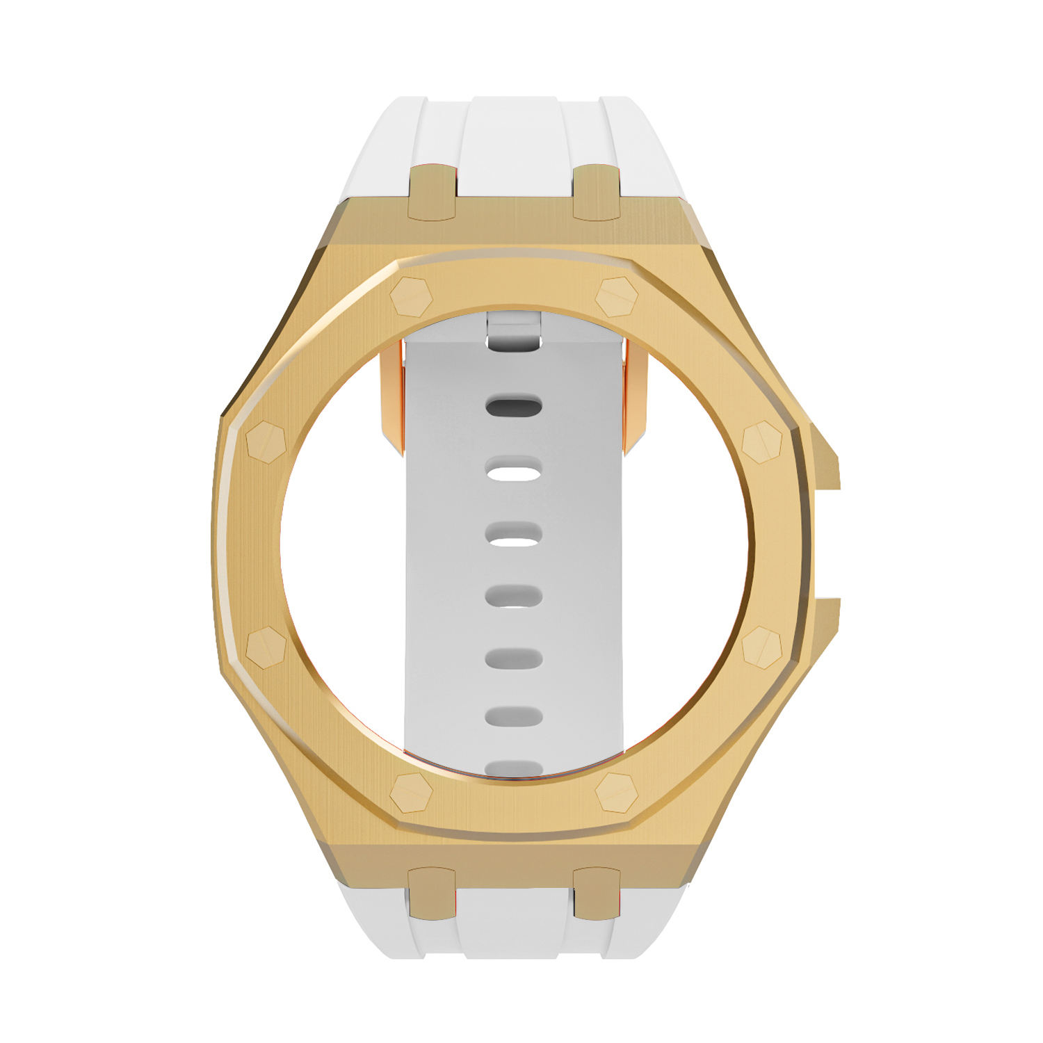 Banda de silicona dorada y blanca