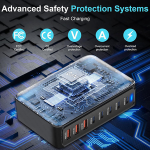 635w <span class=keywords><strong>usb</strong></span> <span class=keywords><strong>USB</strong></span> מטען מהיר מטען 8 יציאת <span class=keywords><strong>usb</strong></span> תחנת טעינה gan pro כפול 140w pd Pps יציאת עבור מכשירים מרובים מטען קיר מחשב נייד - Product Image 3