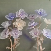 Bunga buatan raksasa Set bunga Poppy Organza kustom cocok untuk dekorasi pesta pernikahan Stan foto tampilan jendela mal