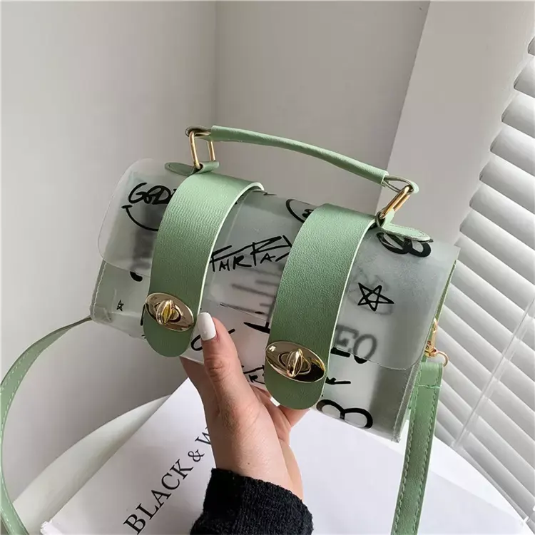 Fashion Lady Handbags Luxury PVC Transparent Cross Body Bags for Women Korean Vintage Purse Jelly Ins Clear Handbag for Girls