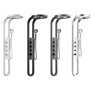 ชุดก๊อกน้ำฝักบัว LED สำหรับห้องน้ำดีไซน์ใหม่, ชุดก๊อกน้ำฝักบัวแบบปรับอุณหภูมิได้ติดผนังแบบน้ำตกพร้อมชั้นเก็บของ - Product Image 4