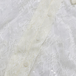 Women's Sheer Lace <b>Sequin</b> Ruffle Hem Shirt Dress Elegant Romantic Party Dresses Fashion - Product Image 6