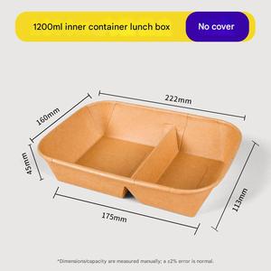 กล่องอาหารกระดาษคราฟท์แบบใช้แล้วทิ้ง ขนาด 500 มล. 650 มล. 750 มล. 1000 มล. 1200 มล. 1400 มล. พร้อมฝาปิด สำหรับใส่อาหารกลางวันหรืออาหารแบบกลับบ้าน - Product Image 5