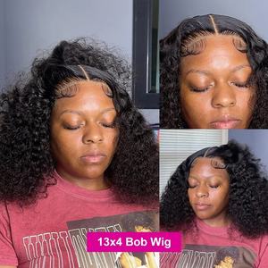 Vente en gros de cheveux vierges péruviens bruts perruques courtes Bob cheveux humains dentelle frontale Hd perruque dentelle frontale vendeurs de perruques de cheveux humains Bob court - Product Image 4