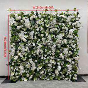 Parete Floreale Artificiale Serie Bianco Verde di Tendenza 2027, 8x8ft, Alta Qualità, Sfondo Arrotolabile con Fiori Finti di Anthurium e <span class=keywords><strong>Orchidea</strong></span> - Product Image 2
