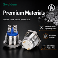 Sweideer - Interruptor de Botón Metálico Personalizado WS2812 RGB de 16 mm, 19 mm, 22 mm, IP65, IP67, IP68, LED, Fabricante OEM y ODM
