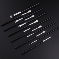 Ensemble de 12 pinceaux de maquillage professionnels en poils naturels, pinceaux plats, angulaires, pour le blush, les cils et le mascara, pour un usage quotidien