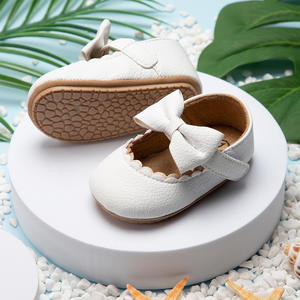 Suela de <span class=keywords><strong>goma</strong></span> plana bebé niñas vestido princesa niño Mary Janes arco nudo primer andador zapatos de Fiesta infantil - Product Image 4