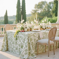 Nappe de table ronde en polyester et lin, motif floral imprimé sur mesure, pour hôtel, mariage, fête, restaurant