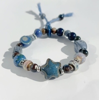 JINGDEZHEN-Bracelet en céramique bleu ciel étoilé, nouveau bijou étudiant de style chinois, bracelet en céramique, bijoux cadeau étudiant