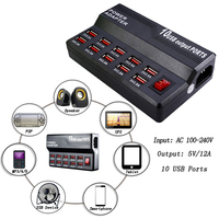 Cargador USB Universal de Escritorio de 10 Puertos Resistente al Fuego, Adaptador de Corriente Multipuerto de 50W para Teléfono Móvil, Tableta y Auriculares