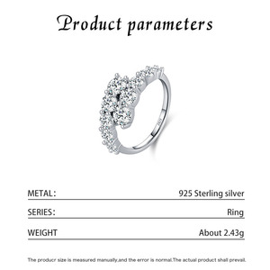 Anillo de Plata de Ley S925 con Circonitas Marquise y Redondas, Diseño Floral, Media Eternidad, Brillante y Elegante - Product Image 2
