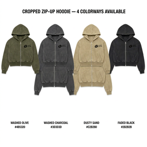 Sweat à capuche zippé court en molleton brossé coton-poly 380 g/m² couleur olive délavée, anti-boulochage, avec poche kangourou et épaules tombantes - Product Image 4