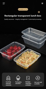 Boîte à lunch domestique Récipient de conservation en plastique Boîte à lunch jetable de qualité alimentaire Boîte à emporter rectangulaire carrée transparente - Product Image 4