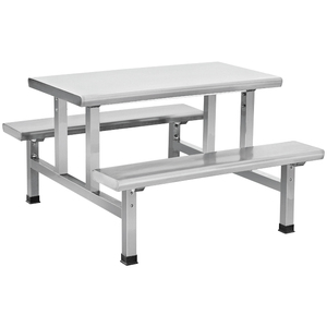 Ensemble table et banc en acier inoxydable de qualité commerciale, base rectangulaire antidérapante, mobilier de salle à manger en métal facile à nettoyer - Product Image 1