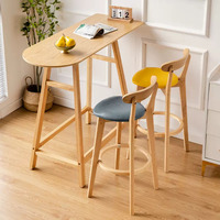 Pieds hauts long bureau de bar étroit table de bar et chaise en bois massif moderne meubles de salon couleur café table de bar à la maison