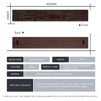 Support mural magnétique premium pour couteaux en bois de wengé, bande magnétique de 16 pouces pour couteaux de cuisine, blocs muraux magnétiques en bois robustes pour couteaux
