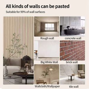 Panneau mural 3D imitation bois autocollant, design à lattes en relief, géométrique, imperméable, décoration pour mur de télévision, salon, divertissement - Product Image 4