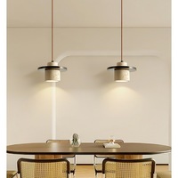 Suspension LED style Wabi-Sabi nordique moderne en pierre jaune et bois, hauteur réglable, culot E27, pour restaurants et chambres d'hôtel