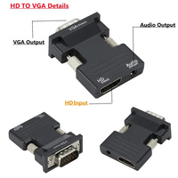 Convertisseur VGA vers HDTV 1080P Adaptateur HDTV vers VGA avec alimentation audio pour moniteur HDTV projecteur PC PS3