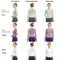 Ensemble de yoga 2 pièces pour femmes, chemise à manches longues avec dos en maille, leggings à jupe 2 en 1, tenue de sport athlétique, 13 couleurs, S-2XL