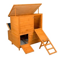 Poulailler en bois spacieux et facile à nettoyer, à deux étages, pour 6 à 8 poulets, 3 nichoirs, 2 plateaux coulissants, rampe pliable