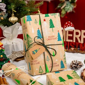 Kraft Christmas Wrapping <b>Paper</b> <b>Roll</b> 17 In X 33 Ft Eco-Friendly Gift <b>Wrap</b> With Green Foil Trees Holiday Packaging <b>Paper</b> - Product Image 5