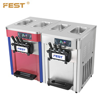 Machine à glace molle automatique FEST à trois saveurs, modèle commercial de table, nouvelle, 220V, en acier inoxydable, avec pompe à air, en vente
