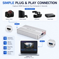 Dispositif de capture vidéo HDMI vers USB3.0 1080P60 Plug and Play compatible avec Windows Linux OS X