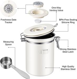 Boîte à café en acier inoxydable 22OZ, récipient hermétique pour le stockage des grains de café, avec suivi de date et cuillère doseuse - Product Image 5