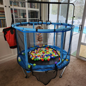 Zoshine Safe Indoor Mini Trampoline for Kids with Safety Enclosure Net and Basketball <strong>Hoop</strong> Toddler Jumping Bed - Product Image 3