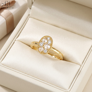 Bague en or jaune massif 18 carats avec diamant naturel taille rose vintage, sertie de milgrain, empilable, bijoux fins pour femme, vente en gros - Product Image 6