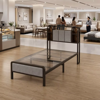 Verstärktes Stahlbettkopfteil mit Stauraum und Einfacher Montage, RGB-Beleuchtung und Ladeanschluss, Einzelner Metallbettrahmen