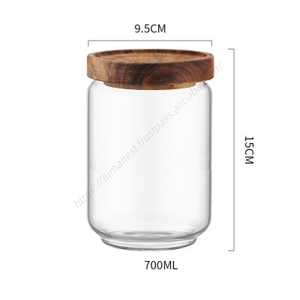 Vente en gros de boîtes de conserve en verre CL512 pour lait en poudre, thé, café, avec couvercle en bois d'acacia - Product Image 3
